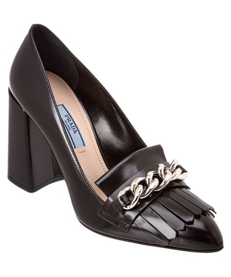 prada chain block heel pump|prada heels price.